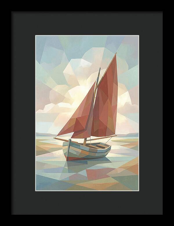 Old Fishing Smack With Rust Red Sail