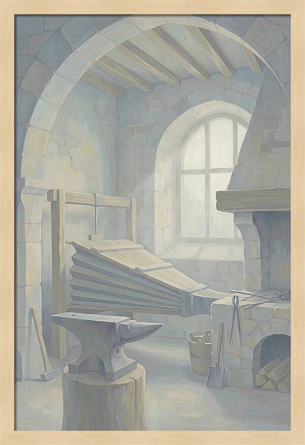 Old Forge With Bellows And Anvil