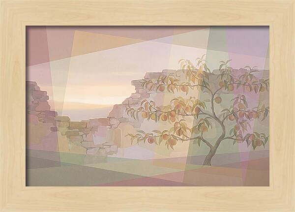 Old Garden Wall With Peach Tree