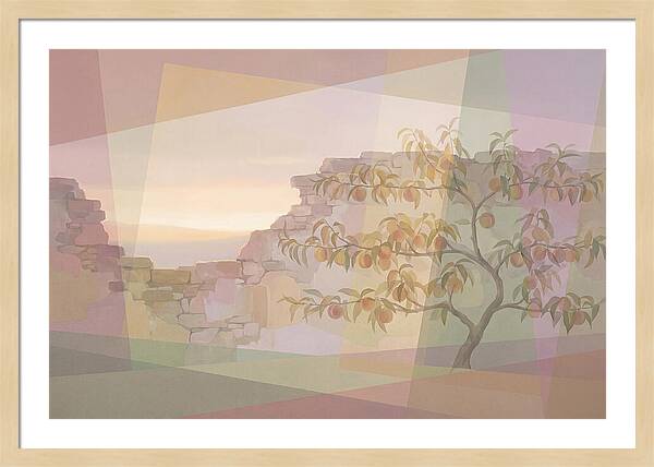 Old Garden Wall With Peach Tree