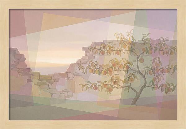 Old Garden Wall With Peach Tree