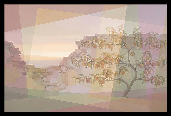 Old Garden Wall With Peach Tree