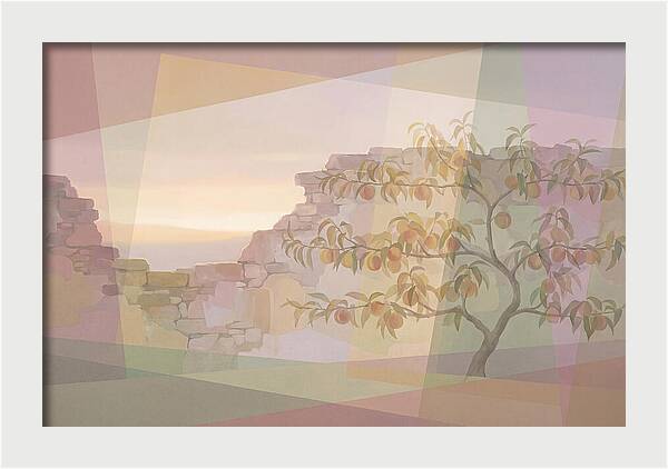Old Garden Wall With Peach Tree