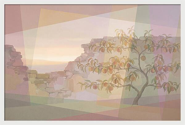 Old Garden Wall With Peach Tree