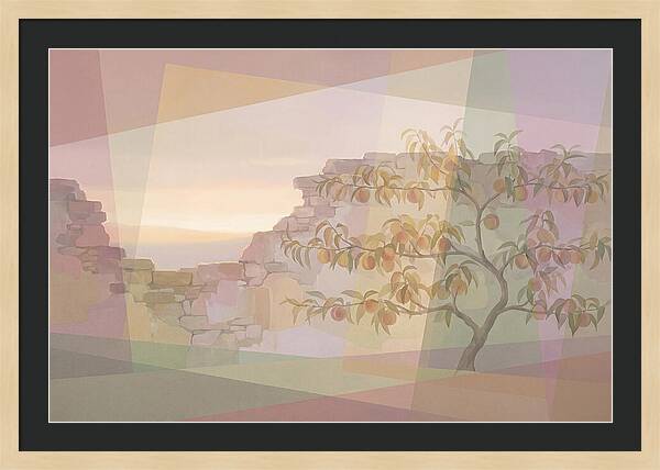 Old Garden Wall With Peach Tree