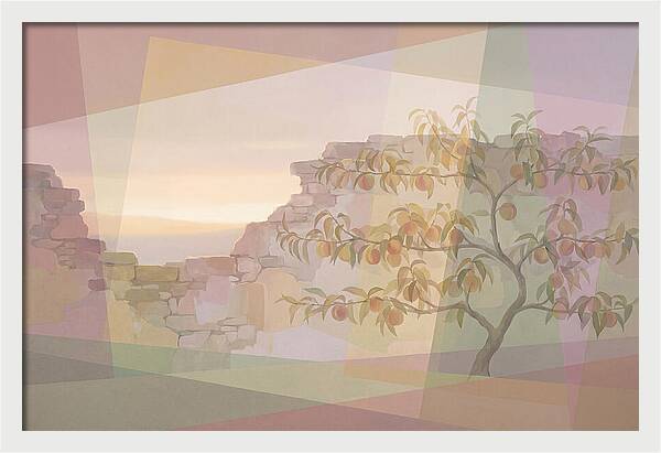 Old Garden Wall With Peach Tree