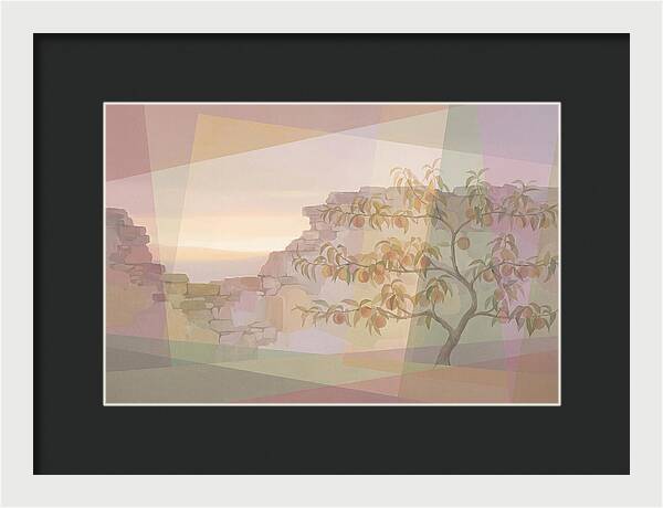 Old Garden Wall With Peach Tree