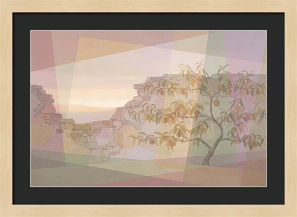 Old Garden Wall With Peach Tree