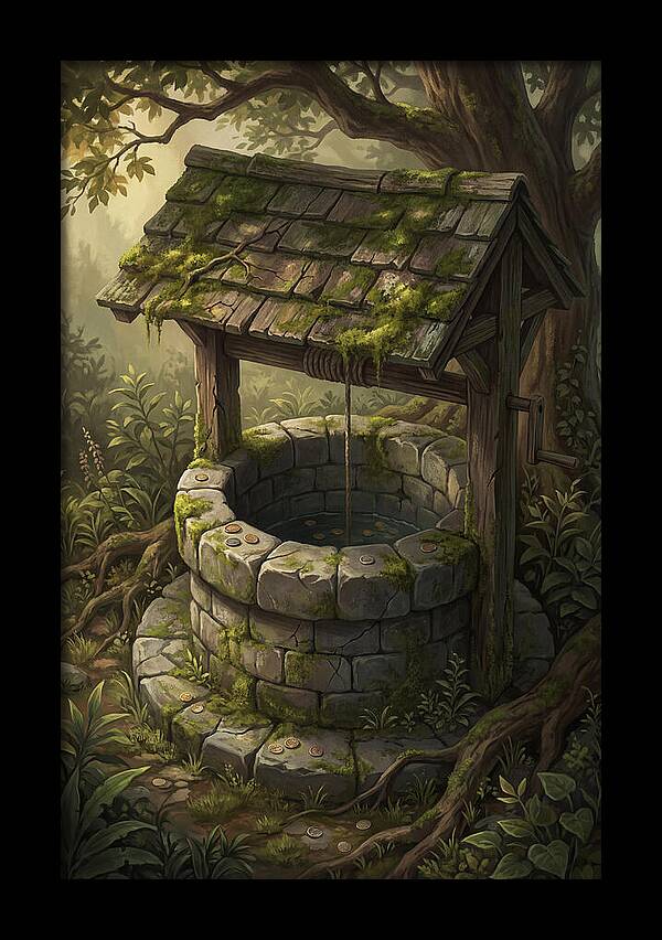 Old Garden Well With Wishing Coins