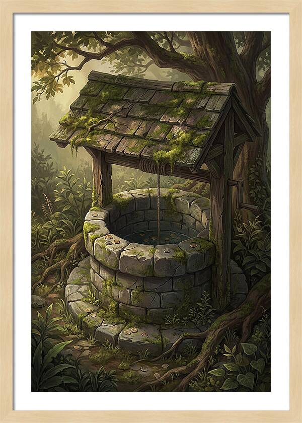 Old Garden Well With Wishing Coins
