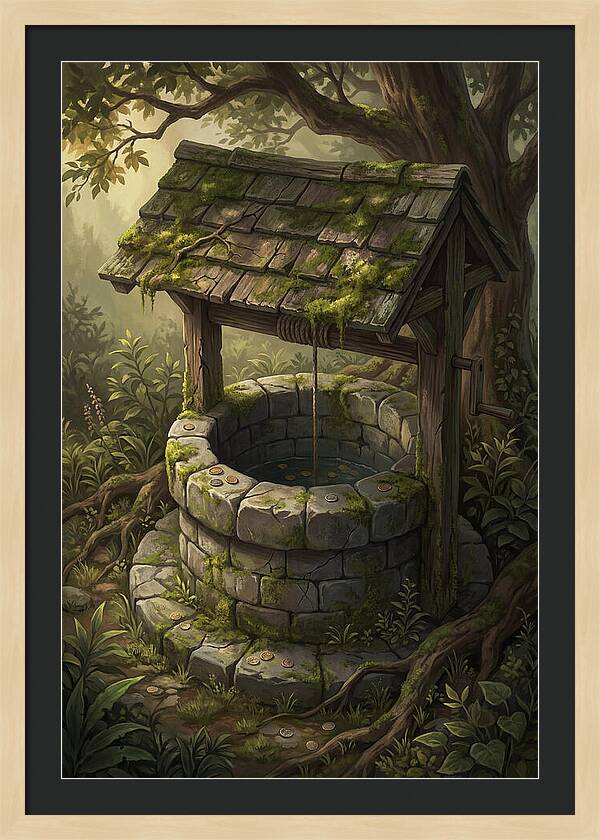 Old Garden Well With Wishing Coins