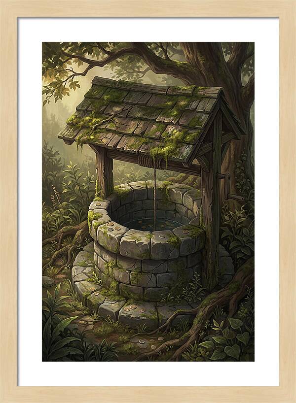 Old Garden Well With Wishing Coins