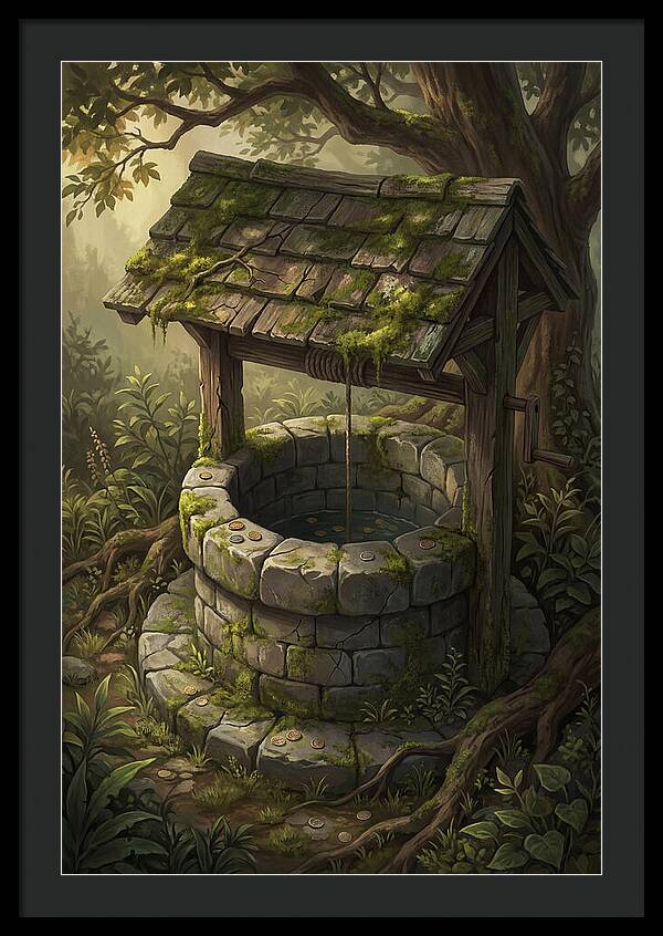 Old Garden Well With Wishing Coins