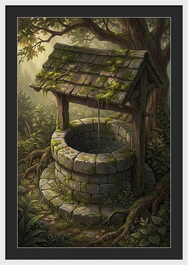 Old Garden Well With Wishing Coins