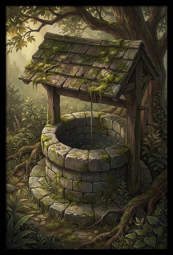 Old Garden Well With Wishing Coins