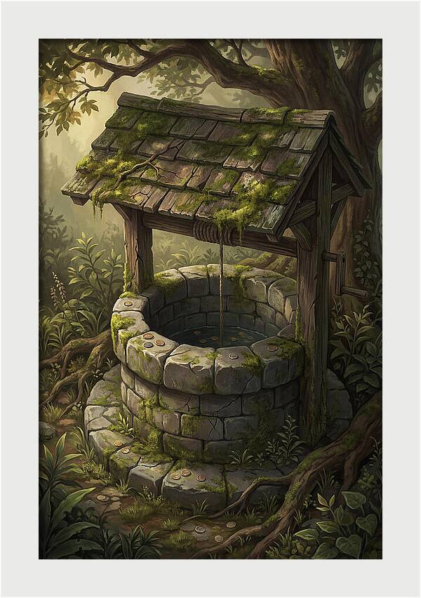 Old Garden Well With Wishing Coins