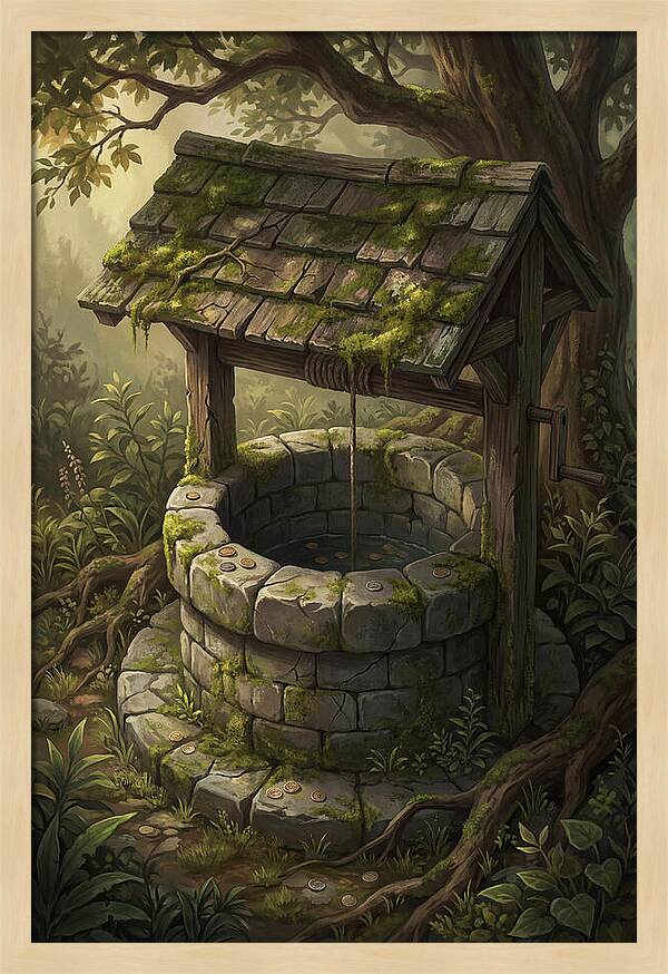 Old Garden Well With Wishing Coins