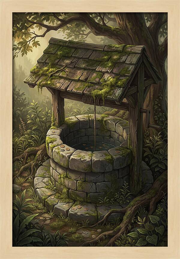 Old Garden Well With Wishing Coins