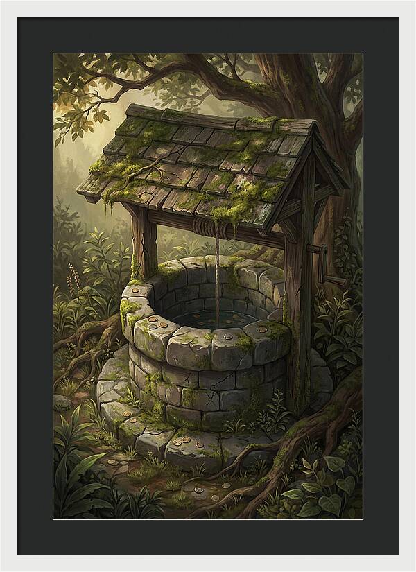 Old Garden Well With Wishing Coins