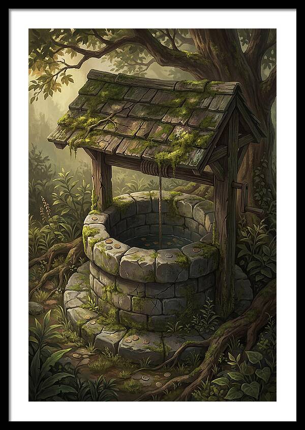 Old Garden Well With Wishing Coins