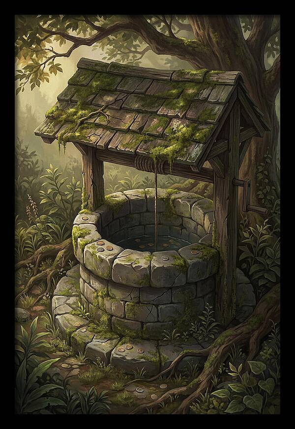 Old Garden Well With Wishing Coins