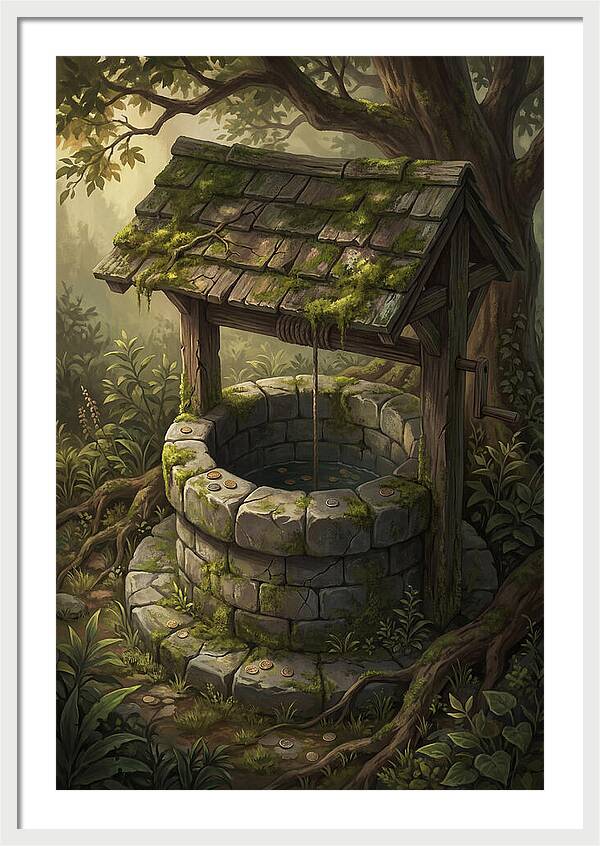 Old Garden Well With Wishing Coins