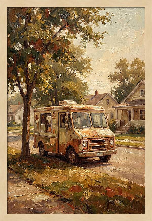Old Ice Cream Truck In Summer