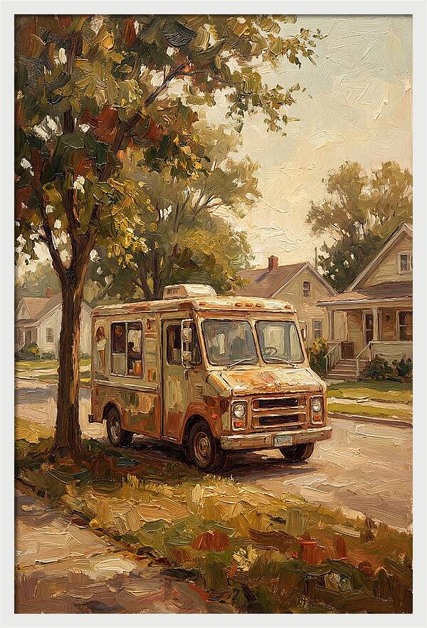 Old Ice Cream Truck In Summer