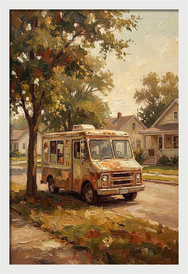 Old Ice Cream Truck In Summer