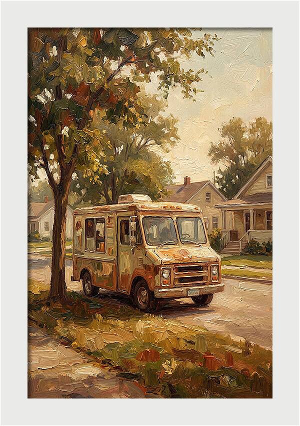 Old Ice Cream Truck In Summer
