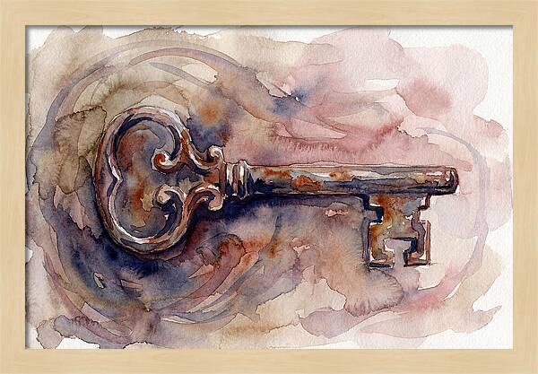 Old Key In Watercolor