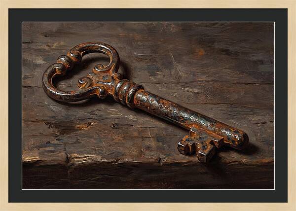 Old Key On Weathered Wood