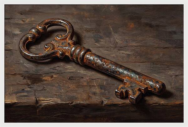 Old Key On Weathered Wood