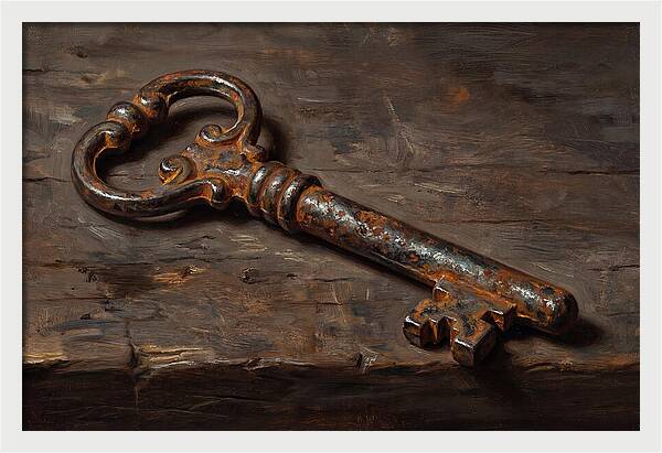Old Key On Weathered Wood