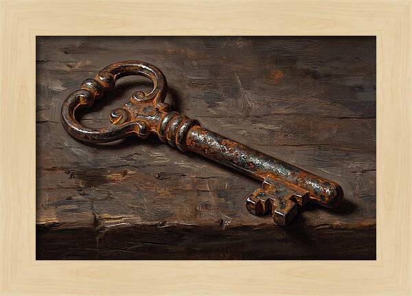 Old Key On Weathered Wood