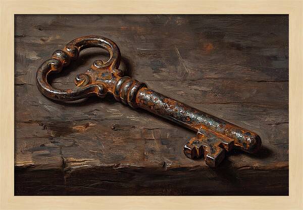 Old Key On Weathered Wood