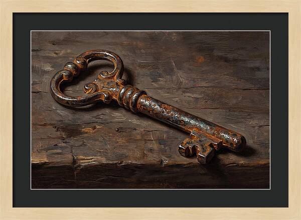 Old Key On Weathered Wood