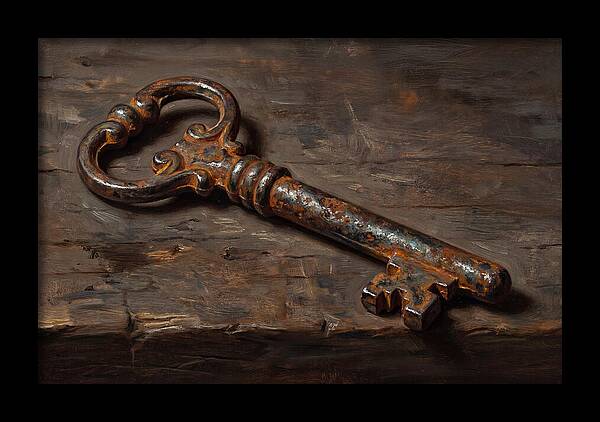 Old Key On Weathered Wood