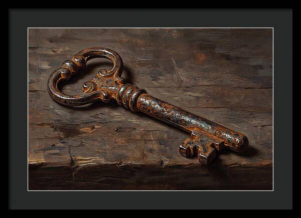 Old Key On Weathered Wood