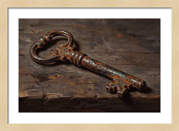 Old Key On Weathered Wood