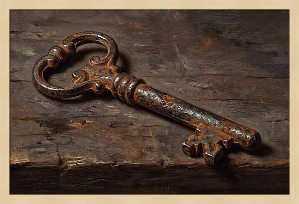 Old Key On Weathered Wood