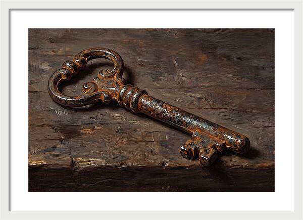 Old Key On Weathered Wood