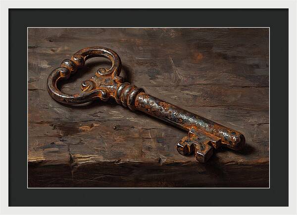 Old Key On Weathered Wood