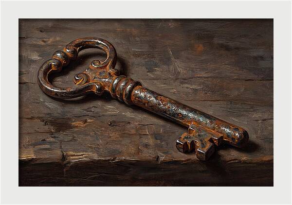 Old Key On Weathered Wood