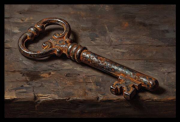 Old Key On Weathered Wood