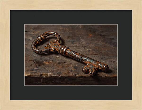Old Key On Weathered Wood