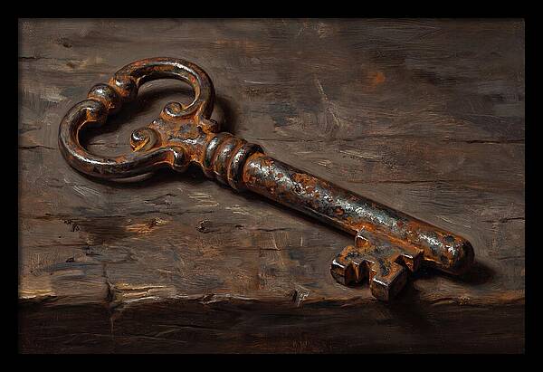 Old Key On Weathered Wood