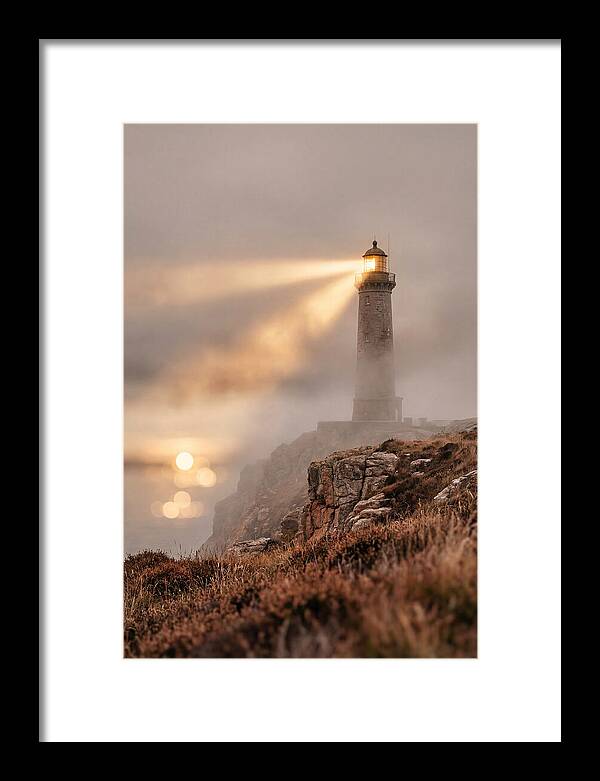 Old Lighthouse Beam Cutting Through Fog