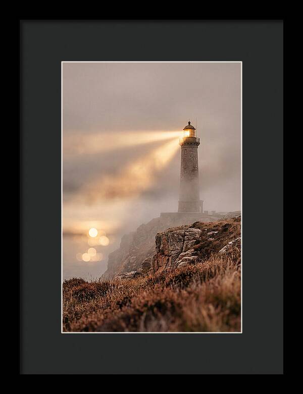 Old Lighthouse Beam Cutting Through Fog