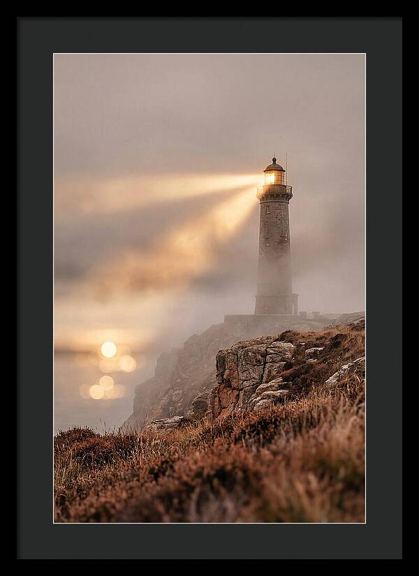 Old Lighthouse Beam Cutting Through Fog